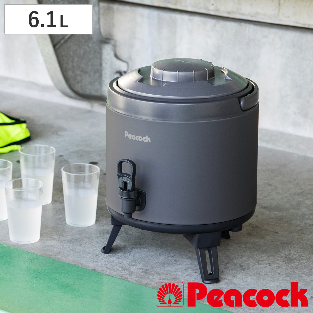 ウォータージャグ ステンレスキーパー 6.1L （ 保冷 保温 スポーツジャグ ウォーターキーパー 6.1リットル スポーツドリンク対応 サーバー タンク オシャレ ダークグレー グレー シンプル 日本製 広口 二重ぶた ）