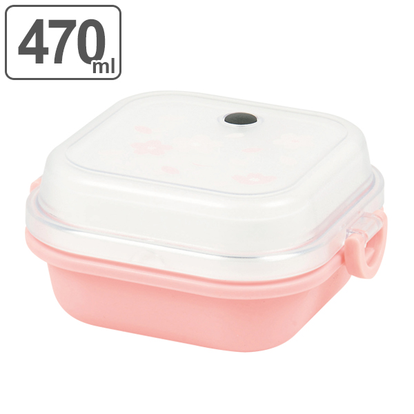 dショッピング |お弁当箱 2段 正方形 さくら 470ml ランチボックス （ レンジ対応 弁当箱 日本製 小容量 女性 ピンク レンジOK 二段  二段弁当箱 コンパクト かわいい 花柄 桜 花 2点ロック ） | カテゴリ：弁当箱の販売できる商品 | リビングート  (093325743)|ドコモの ...