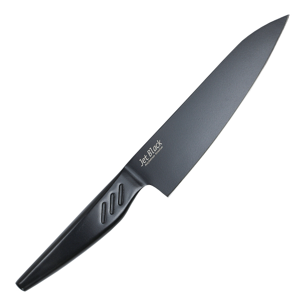 包丁 牛刀 包丁 刃渡り180mm Jet Black （ 料理包丁 万能包丁 文化包丁 18cm 一体型 ステンレス製 ナイフ ほうちょう