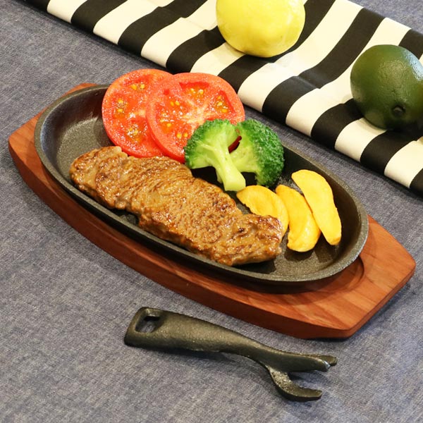 dショッピング |鉄板 ステーキ皿 24cm 鉄鋳物製 木製プレート