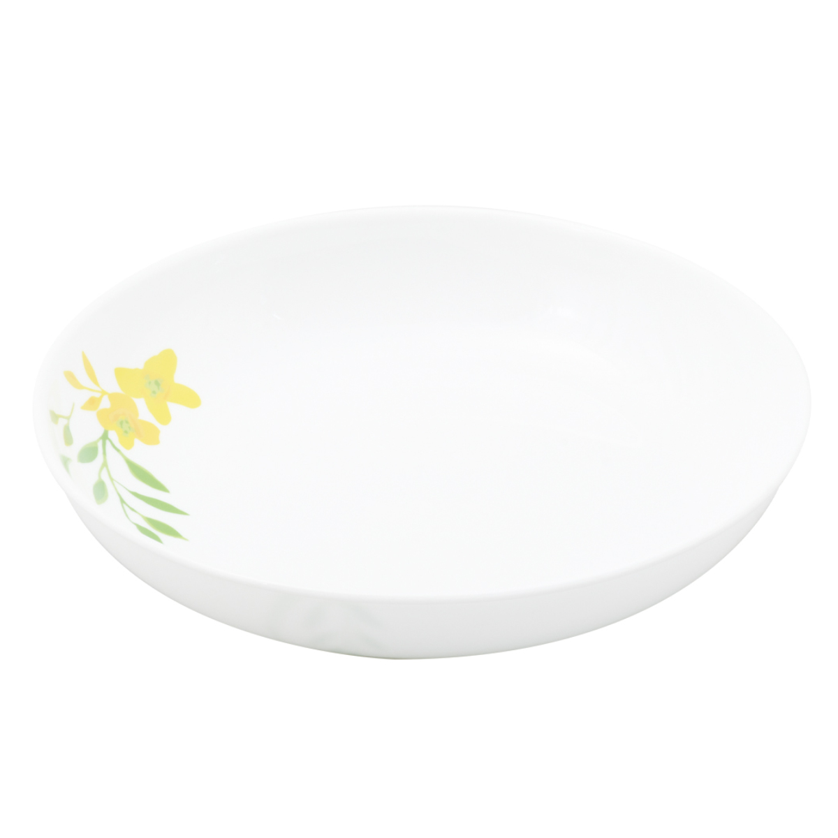 プレート 21.5cm CORELLE コレール ノーブルイエロー 強化ガラス （ 食洗機対応 電子レンジ対応 オーブン対応 深皿 カレー皿 パスタ皿  汚れ 落ちやすい 丈夫 メイン料理 おかず カレー パスタ オムライス おしゃれ 花柄 ）