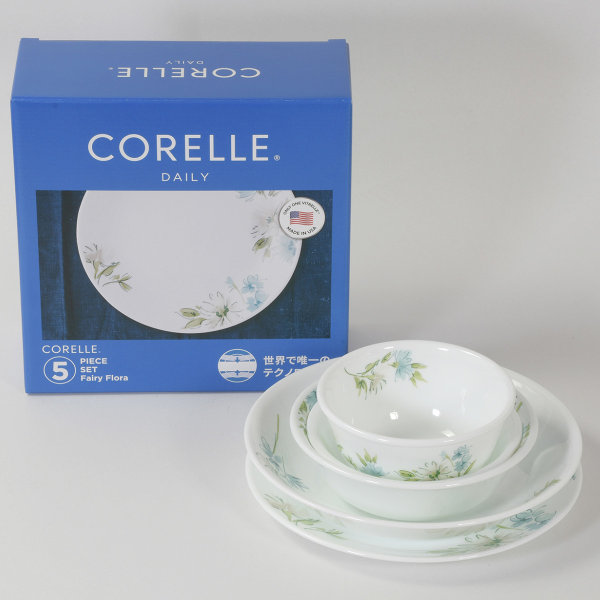 食器 5点セット CORELLE コレール フェアリーフローラ 強化ガラス