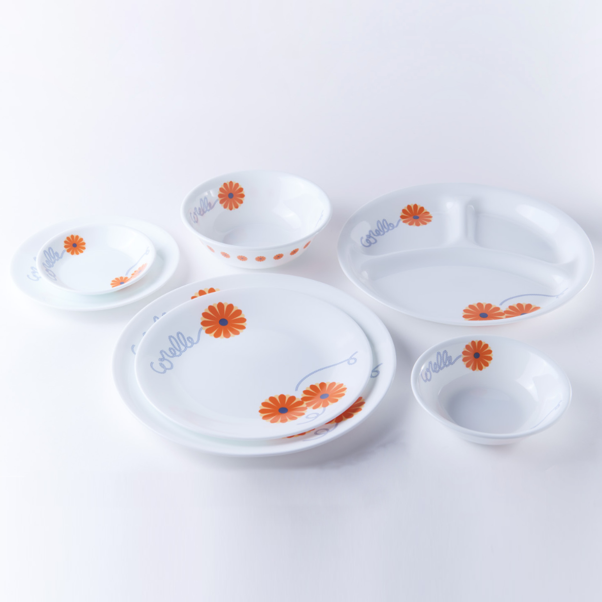 プレート 26cm CORELLE コレール オレンジマーガレット 強化ガラス