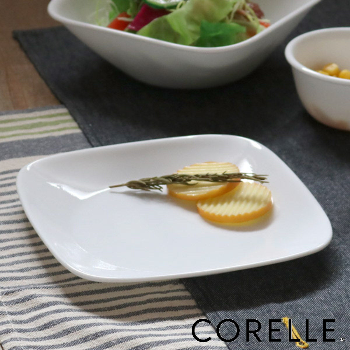 プレート 17cm コレール CORELLE スクエア 白 食器 皿 角皿 ウインターフロスト （ 食洗機対応 ホワイト 電子レンジ対応 お皿 オーブン対