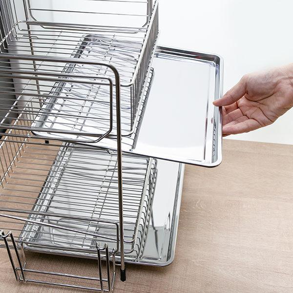 水切りラック 2段 ステンレス製 まな板受け付き アットアクア ( 水切りかご 水切りカゴ 水切りバスケット 二段 大容量 まな板受け付き シンク上 シンクサイド 水切り 洗い物 食器洗い 乾燥 )