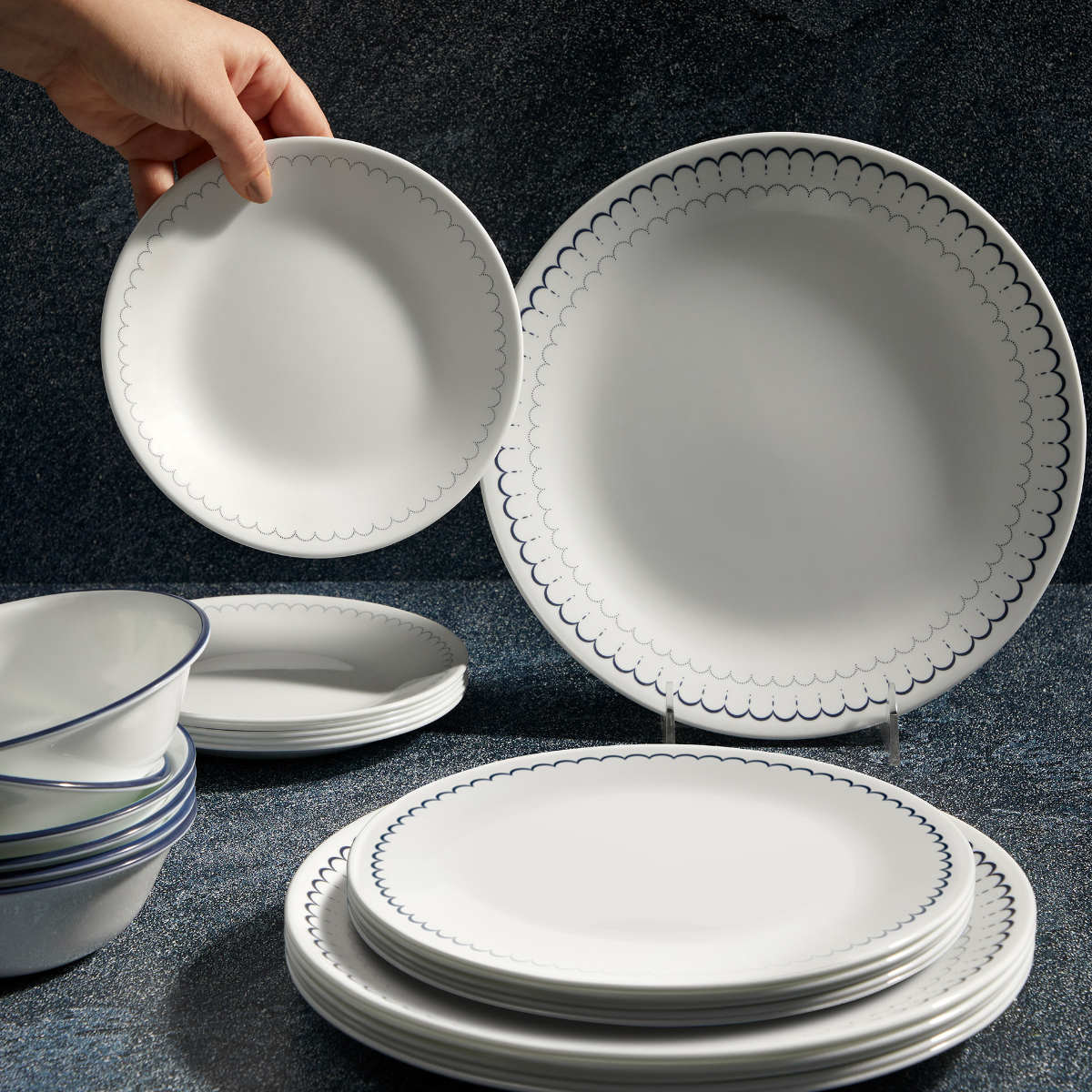 プレート 12cm CORELLE コレール カスピアンレース ミニプレート ( 強化ガラス 電子レンジ対応 食洗機対応 オーブン対応 皿 お皿 小皿 軽い 割れにくい 丈夫 取り皿 菓子皿 取皿 お菓子 茶菓子 取り分け )