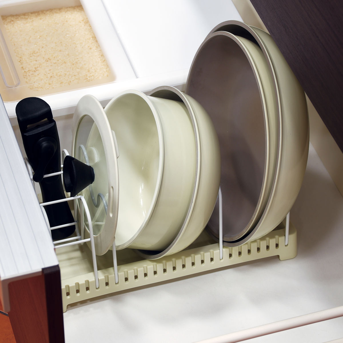 フライパンラック シンク下収納 トルティーノ 引き出し用クックウェア収納ラック ( 鍋ラック シンク下 フライパンスタンド 鍋フタスタンド フライパン立て 鍋置き シンク 収納 キッチン収納 収納ラック ラック )