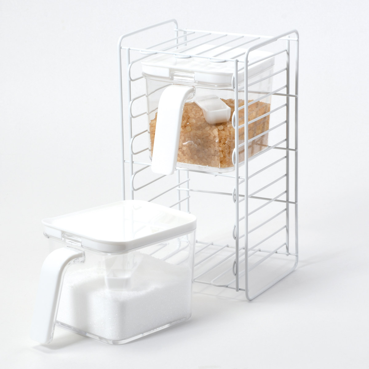 ブランキッチン 調味料ラック 2段 ストッカー2個付 ( スパイスラック キッチンラック 調味料収納 調味料スタンド スパイス置き 二段 セット 収納ラック 調味料 スパイス スタンド ラック 収納 棚 ストッカー )