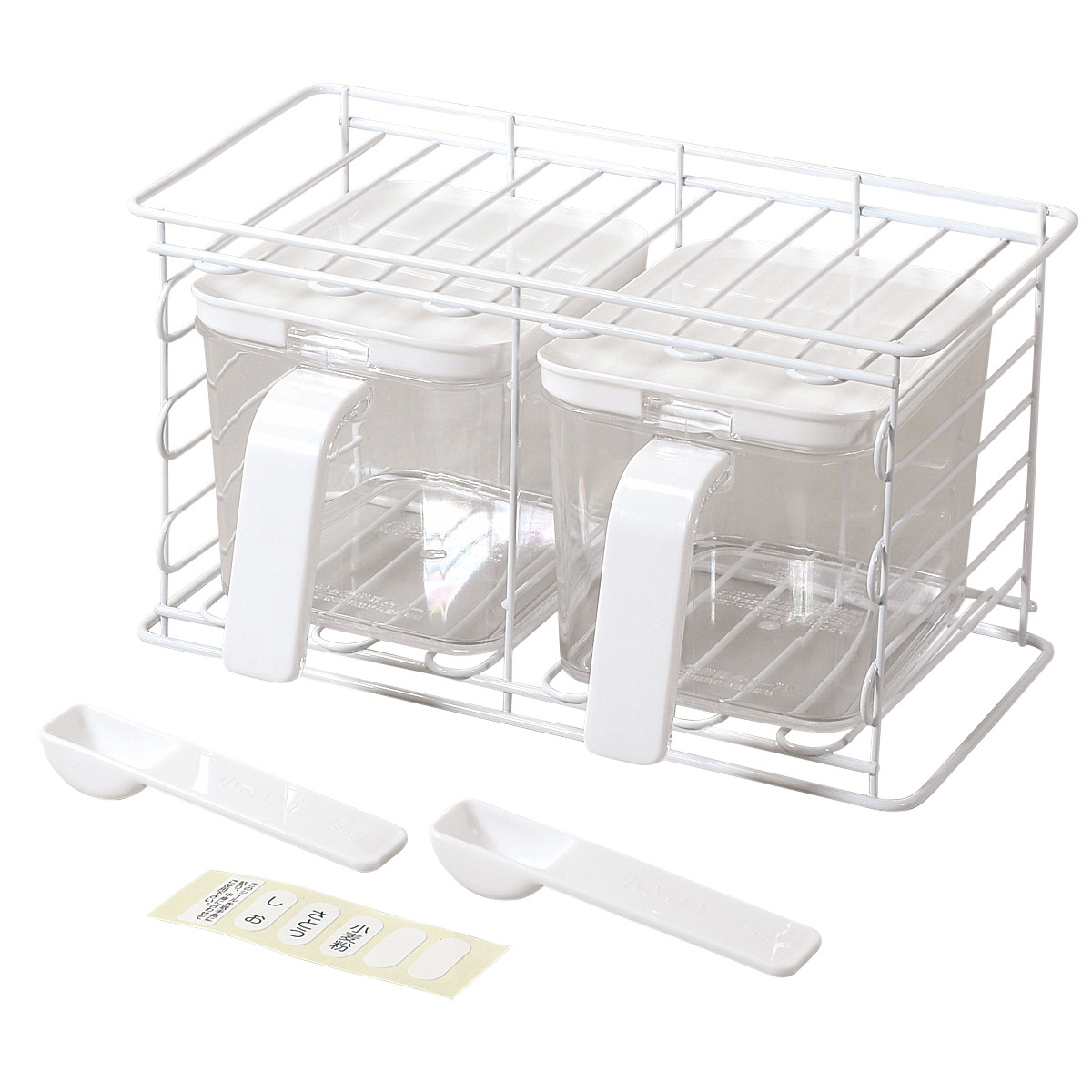 ブランキッチン 調味料ラック 2段 ストッカー2個付 ( スパイスラック キッチンラック 調味料収納 調味料スタンド スパイス置き 二段 セット 収納ラック 調味料 スパイス スタンド ラック 収納 棚 ストッカー )