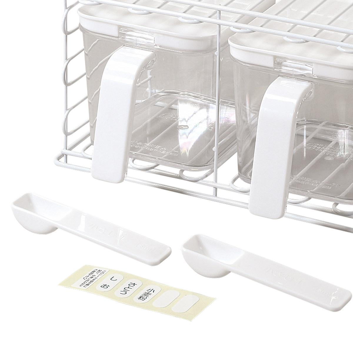 ブランキッチン 調味料ラック 2段 ストッカー2個付 ( スパイスラック キッチンラック 調味料収納 調味料スタンド スパイス置き 二段 セット 収納ラック 調味料 スパイス スタンド ラック 収納 棚 ストッカー )