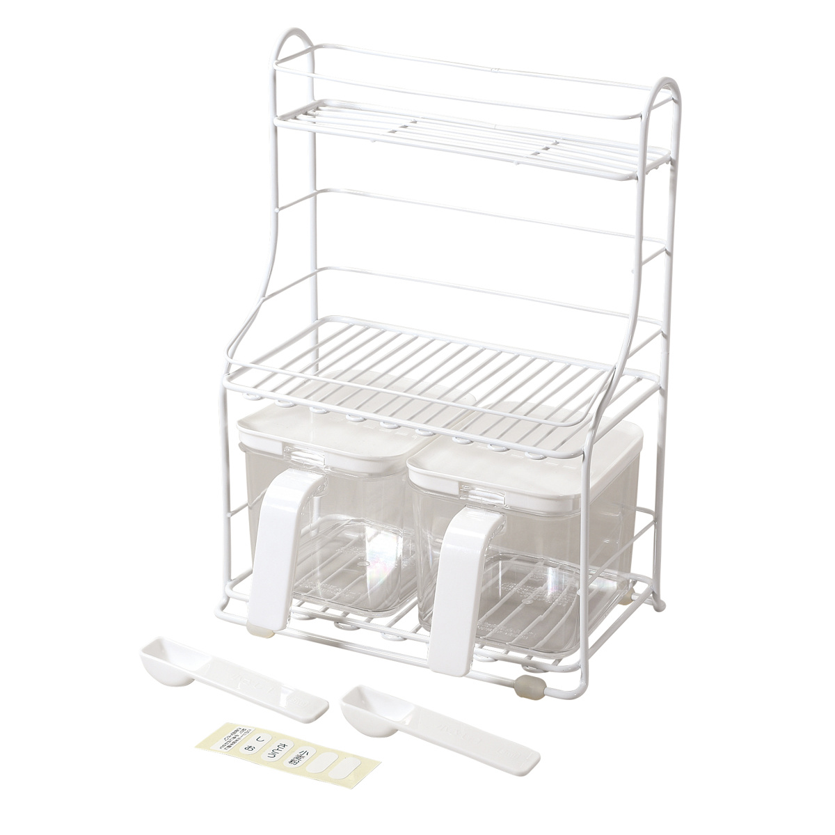 ブランキッチン 調味料ラック 3段 ストッカー2個付 ( スパイスラック キッチンラック 調味料収納 調味料スタンド スパイス置き 三段 セット 収納ラック 調味料 スパイス スタンド ラック 収納 棚 ストッカー )