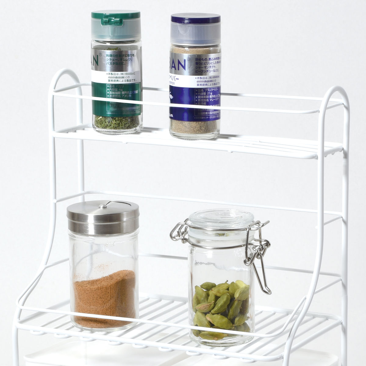 ブランキッチン 調味料ラック 3段 ストッカー2個付 ( スパイスラック キッチンラック 調味料収納 調味料スタンド スパイス置き 三段 セット 収納ラック 調味料 スパイス スタンド ラック 収納 棚 ストッカー )