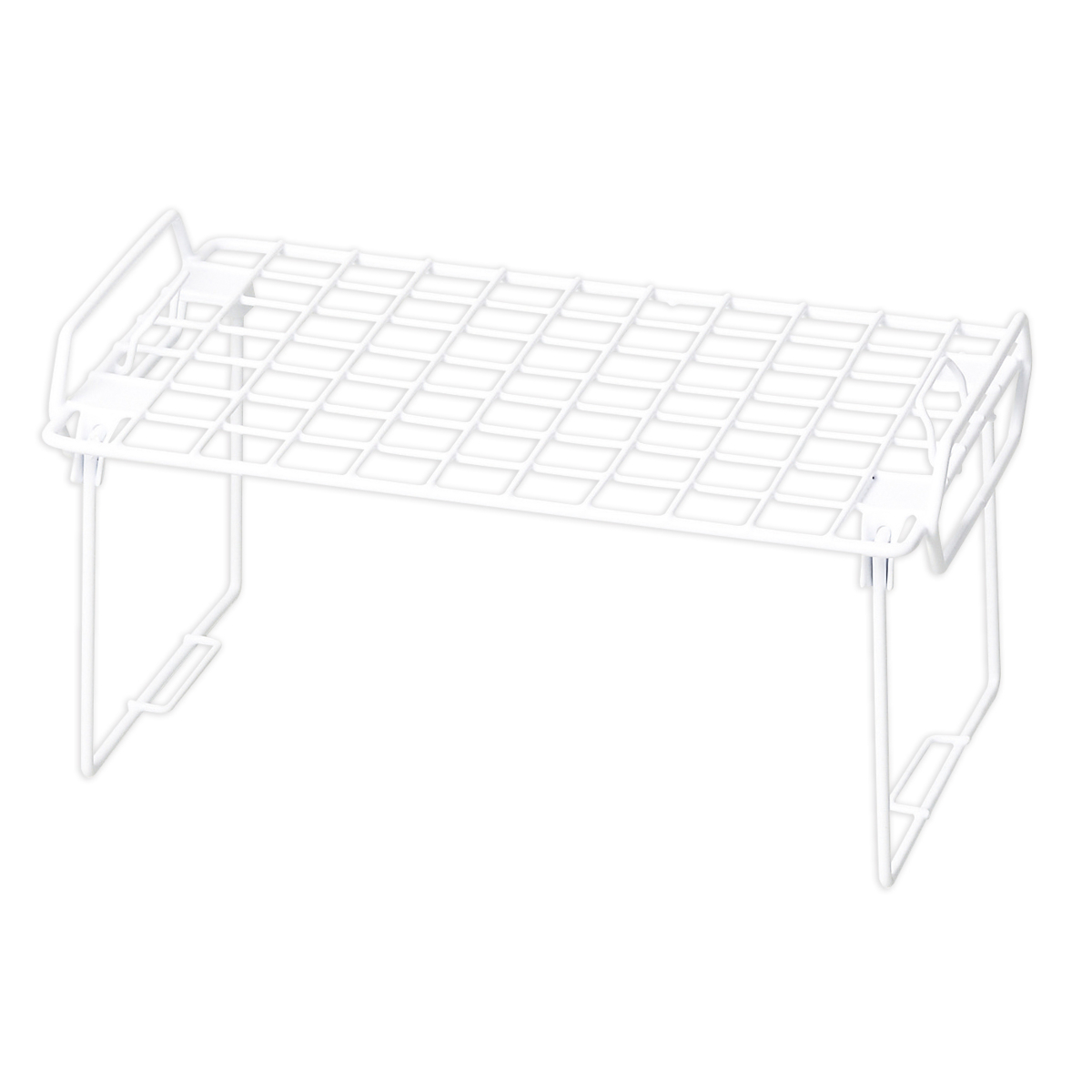 キッチン収納棚 キッチンスマイル 積み重ね棚 30×18×14cm （ キッチンラック キッチン収納 シンク下 ワイヤーラック 収納棚 シンク収納 折りたたみ コンロ周り 収納スタンド スタッキング 積み重ね スチール ホワイト 白 ）