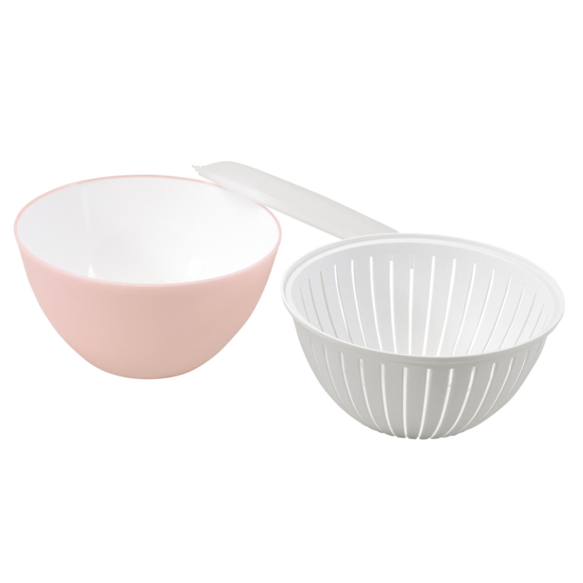 ボウル 3点セット 19cm ザル付き 蓋付き ララシャイン 抗菌耐熱カラーボウル ( 耐熱ボウル ざる 深型ボウル 電子レンジ対応 食洗機対応 日本製 19センチ レンジボール 耐熱ボール ボール 深型 コランダー セット 深型ボール 軽量 ) 【クリアグリーン】 クリアグリーン