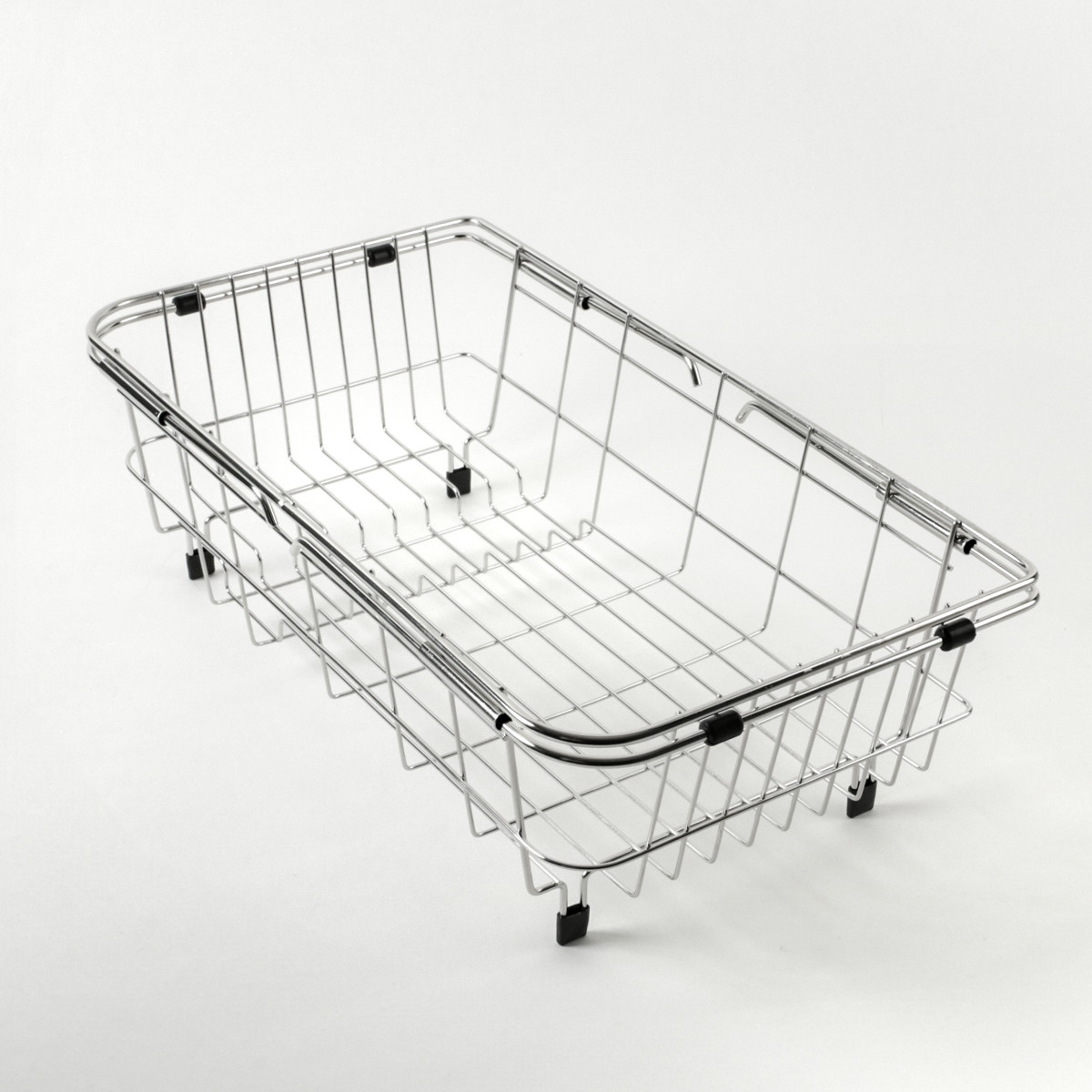 水切りラック シンプル・ウェア ステンレス製シンクスライド式水切りバスケット ( ステンレス 1段 シンク上 伸縮 スライド式 水切りバスケット かご ラック シンク 渡せる 水切り シンク渡し 新生活 洗い物 食器 洗い )