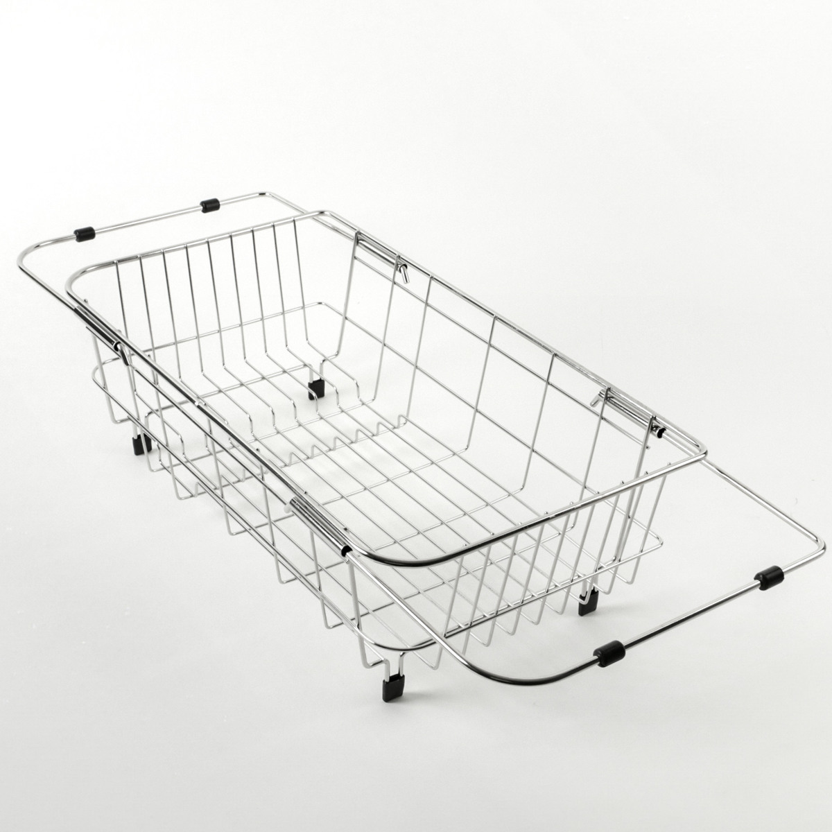 水切りラック シンプル・ウェア ステンレス製シンクスライド式水切りバスケット ( ステンレス 1段 シンク上 伸縮 スライド式 水切りバスケット かご ラック シンク 渡せる 水切り シンク渡し 新生活 洗い物 食器 洗い )