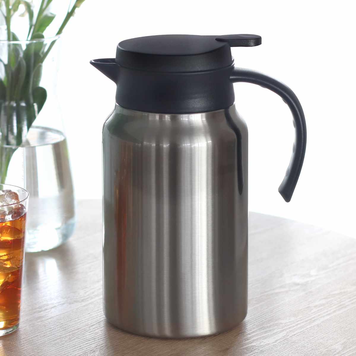 ポット 1.5L 真空断熱 保温 魔法瓶 ステンレス ( 卓上ポット ステンレスポット 保冷 保温ポット 保冷ポット 卓上 持ち手付き コーヒー 珈琲 お茶 紅茶 真空二重構造 ワンタッチ開閉 )