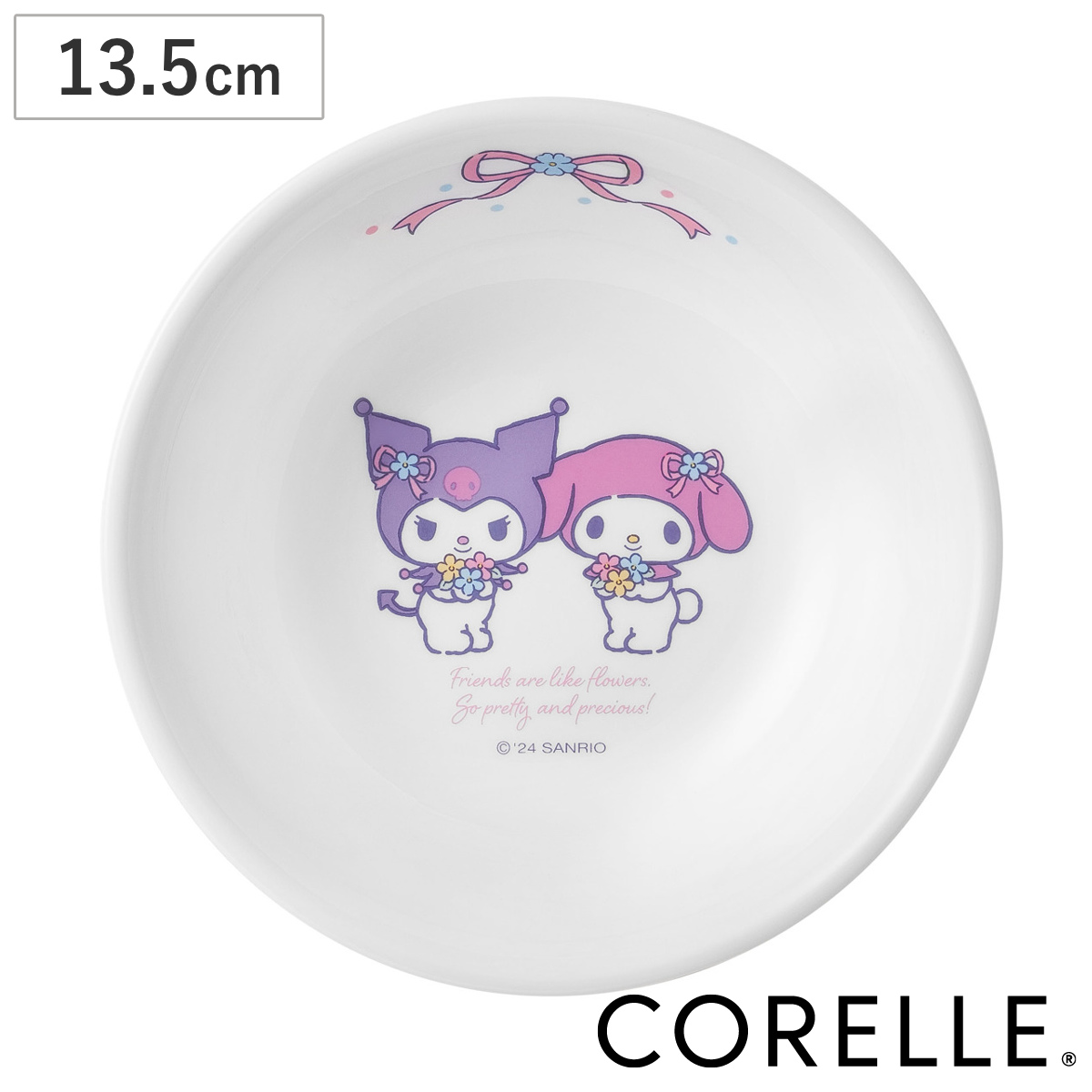 ボウル 13.5cm CORELLE コレールマイメロディ&クロミ 小 ( 強化ガラス 電子レンジ対応 食洗機対応 オーブン対応 皿 お皿 器 軽い 割れにくい おしゃれ かわいい キャラクター サラダボウル ヨーグルト 朝食 前菜 耐久性 丈夫 )