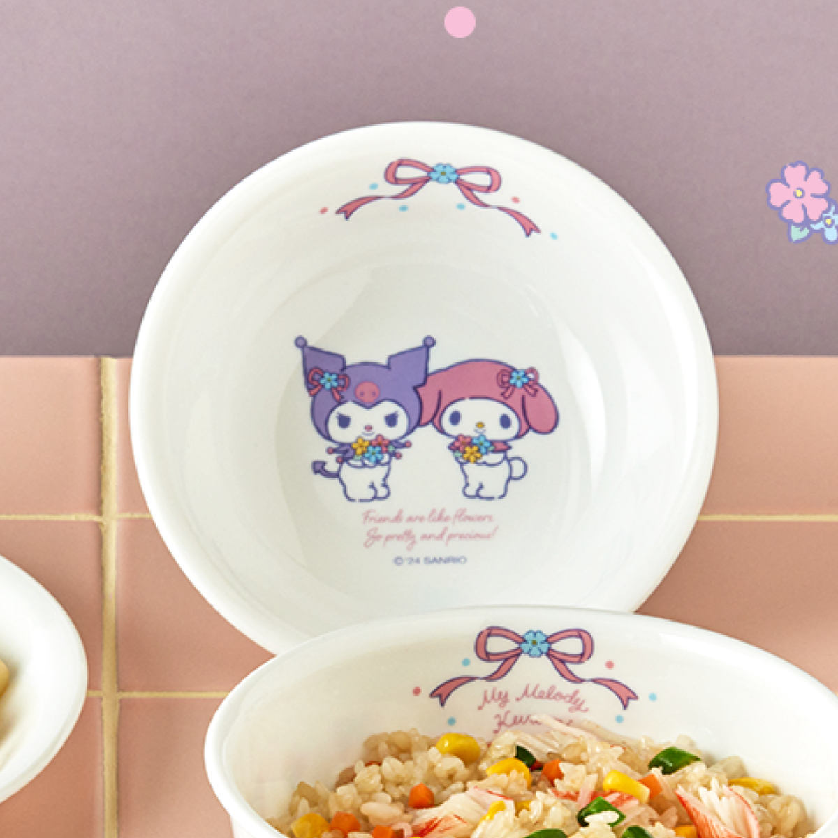 ボウル 13.5cm CORELLE コレールマイメロディ&クロミ 小 ( 強化ガラス 電子レンジ対応 食洗機対応 オーブン対応 皿 お皿 器 軽い 割れにくい おしゃれ かわいい キャラクター サラダボウル ヨーグルト 朝食 前菜 耐久性 丈夫 )