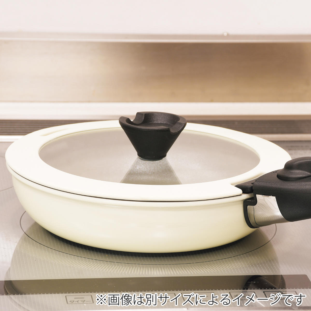 フライパン 蓋 18cm用 ガラス蓋 シリコン縁付き トルティーノ 鍋蓋 ( ふた 鍋ふた 専用ガラス蓋 窓付き 18センチ フタ 鍋用 ガラスふた 蒸気穴付き 調理器具 ホワイト )