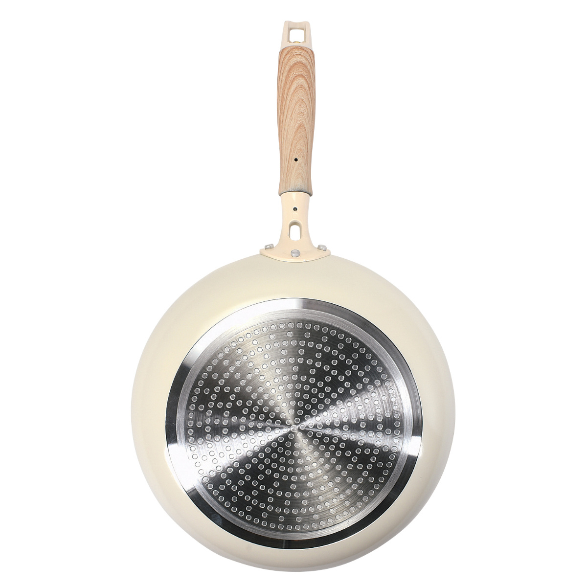 フライパン 26cm IH対応 ロングライフスピンコート ( ガス火対応 オール熱源対応 金属ヘラOK ふっ素加工 フッ素加工 軽い 26センチ フッ素コーティング アルミ製 軽量 木目調ハンドル ホワイト )