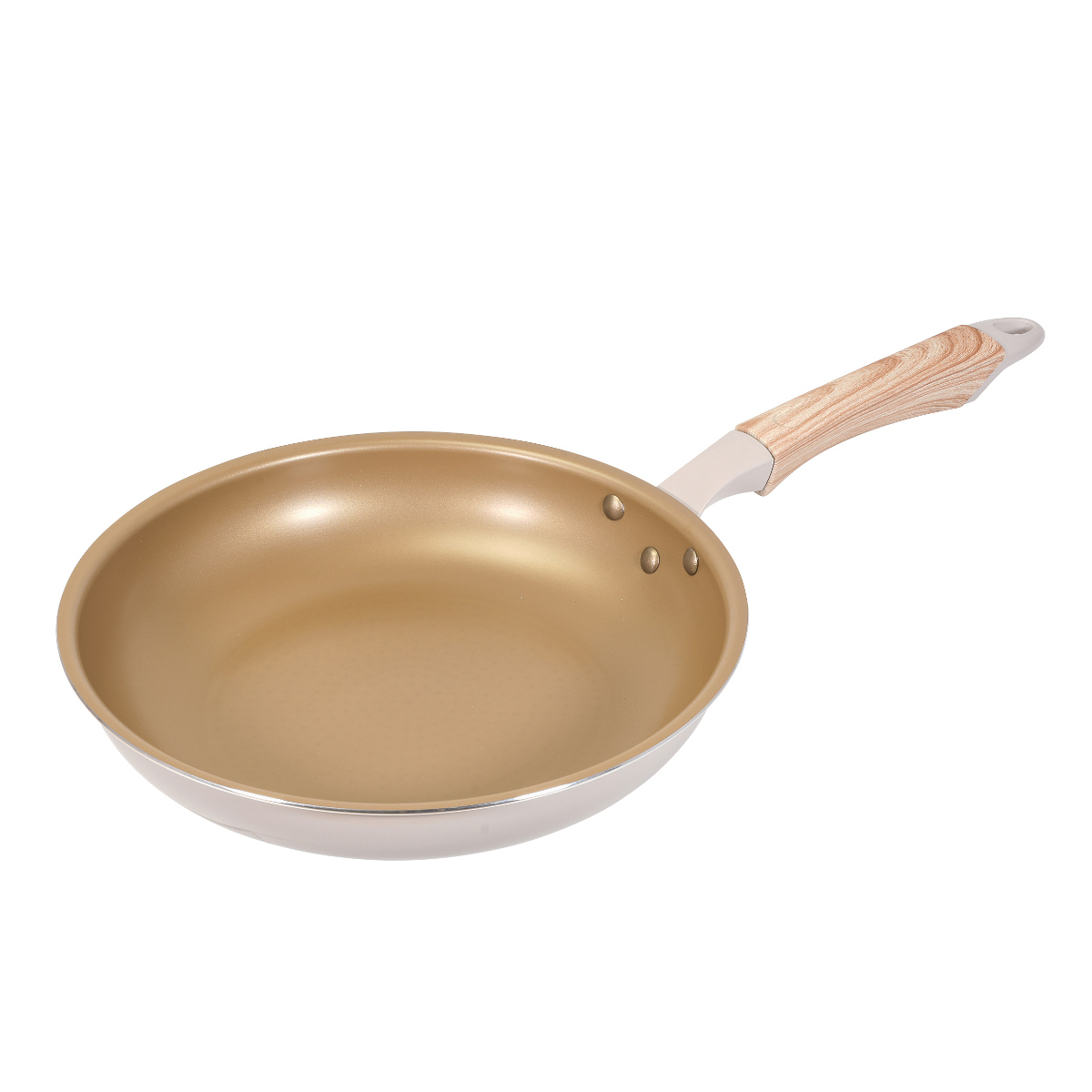 フライパン 26cm IH対応 ロングライフスピンコート ( ガス火対応 オール熱源対応 金属ヘラOK ふっ素加工 フッ素加工 軽い 26センチ フッ素コーティング アルミ製 軽量 木目調ハンドル ホワイト )