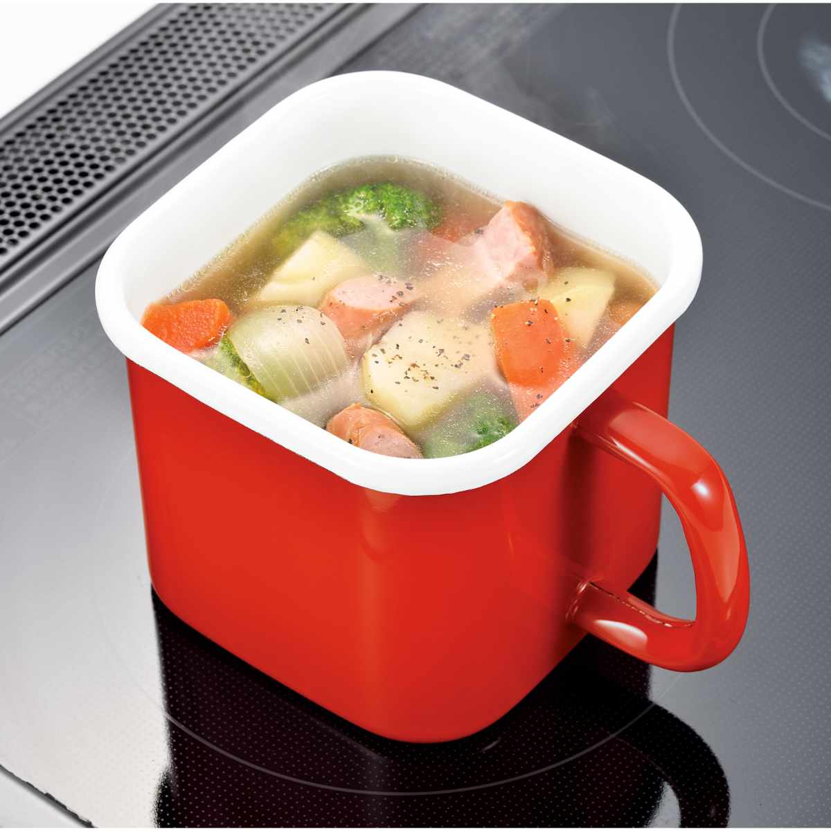 保存容器 プチッと IH対応 ホーロー角型 クックポット 蓋付き ( 調味料ポット ホーロー保存容器 味噌ポット 角型 密閉 直火OK 調味料入れ キャニスター みそ容器 ストッカー フードコンテナ 取っ手付き 冷蔵 おしゃれ 琺瑯 1.5L ) 【イエロー】 イエロー