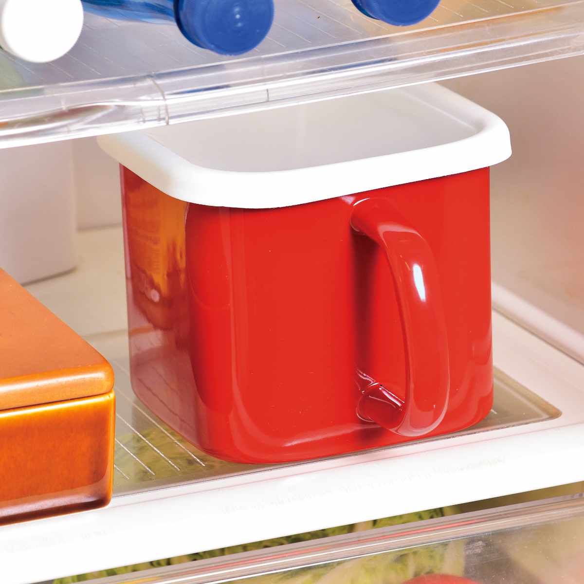 保存容器 プチッと IH対応 ホーロー角型 クックポット 蓋付き ( 調味料ポット ホーロー保存容器 味噌ポット 角型 密閉 直火OK 調味料入れ キャニスター みそ容器 ストッカー フードコンテナ 取っ手付き 冷蔵 おしゃれ 琺瑯 1.5L ) 【イエロー】 イエロー