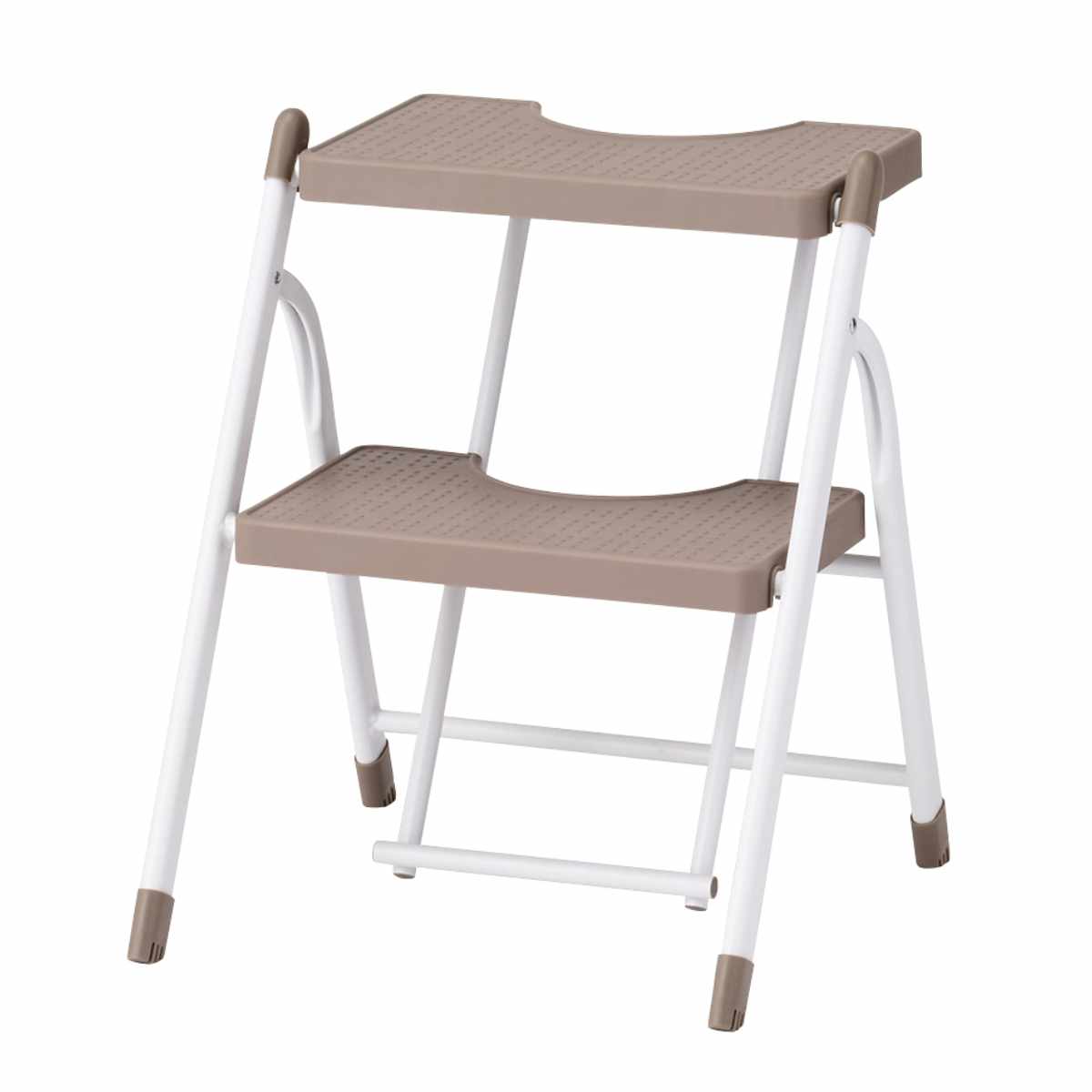 脚立 コンパクト 踏み台 2段 折りたたみ ホワイトラテ ( ステップ台 踏台 おしゃれ 収納 はしご 低い 耐荷重120kg ステップ 二段 持ち運び 乗降 乗り降り 介護 子供 diy 洗面所 キッチン )