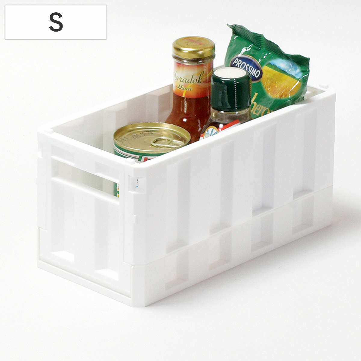 キッチン 小物入れ スキット 折りたたみ式コンテナ Sサイズ ( コンテナ 整理ボックス 収納ケース バスケット 折りたたみ コンパクト 日本製 コンテナボックス 積み重ね スタッキング シンク下 収納 ストック 食品 日用品 コスメ )
