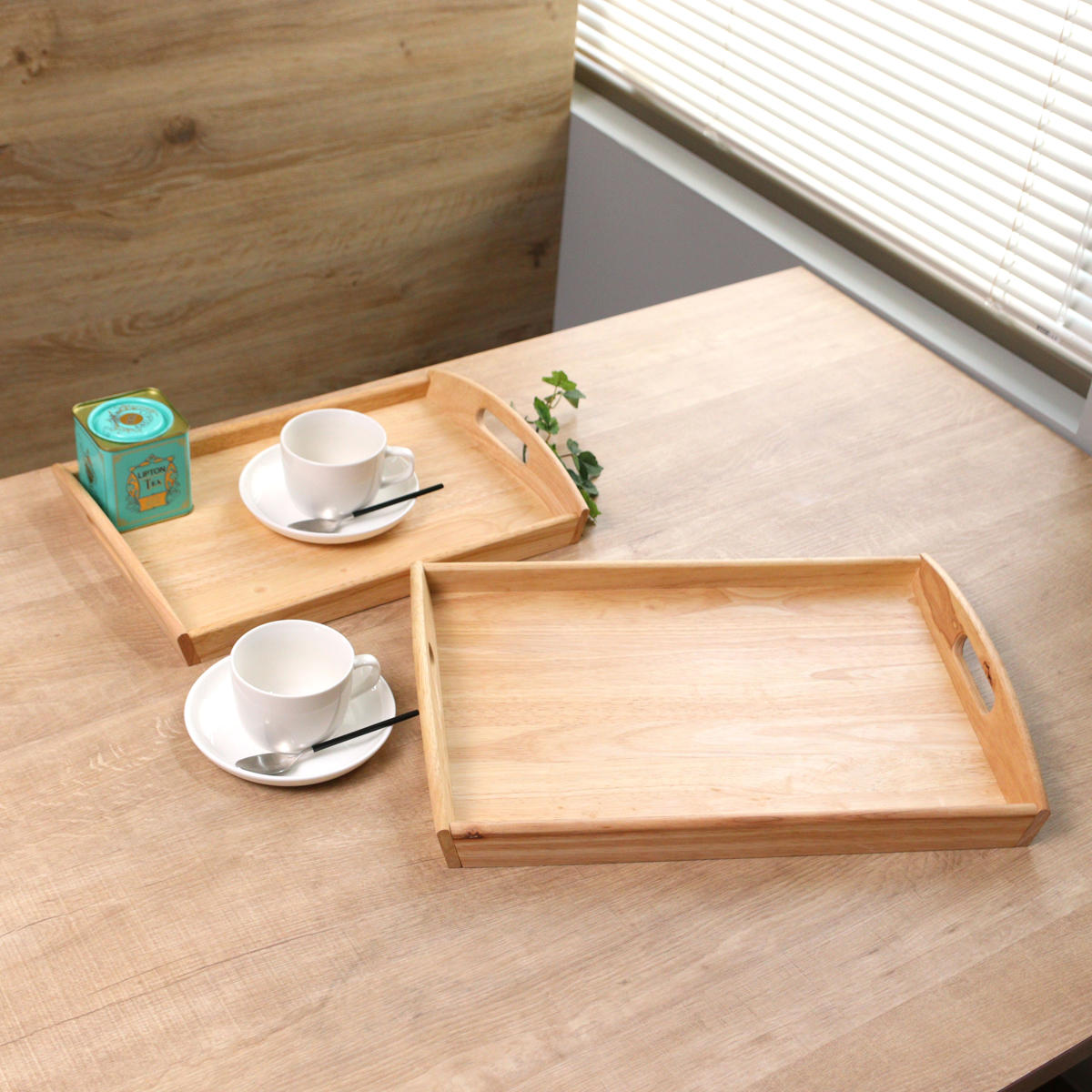 お盆 トレー 角型 大 木製 ( 木製トレー トレイ キッチントレー キッチントレイ 44×30cm 木製トレイ キッチン用品 キッチン雑貨 ウッド おぼん 配膳 取っ手付き 持ち手付き おしゃれ )