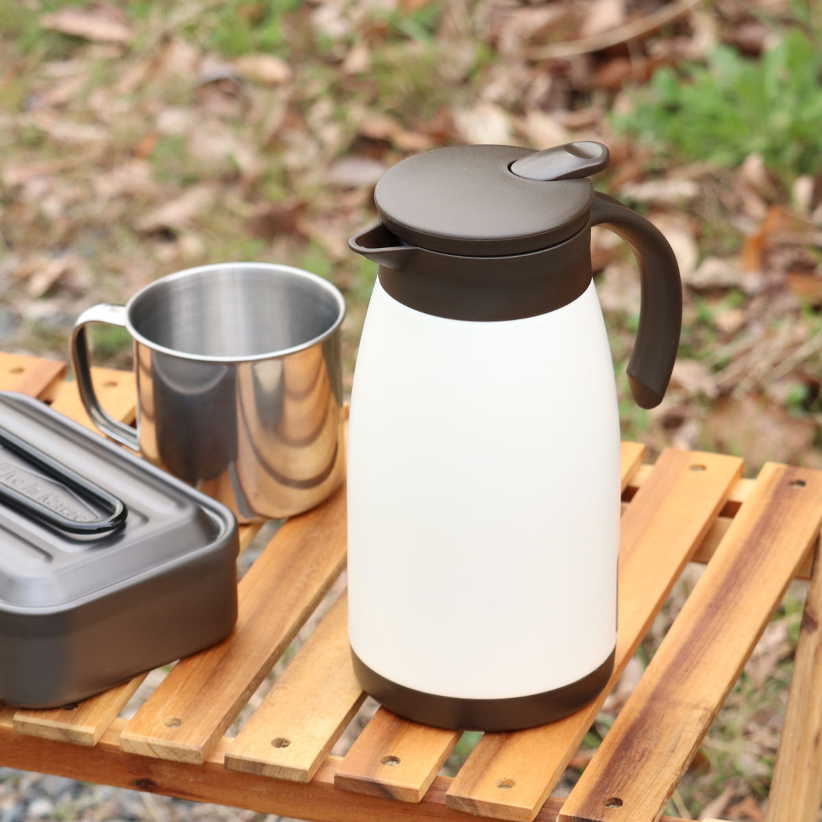 卓上ポット 1L 保温 保冷 エコット テーブルポット ステンレス製 ( ステンレスポット 保温ポット 保冷ポット 真空二重構造 ステンレス お湯割り 魔法瓶 )