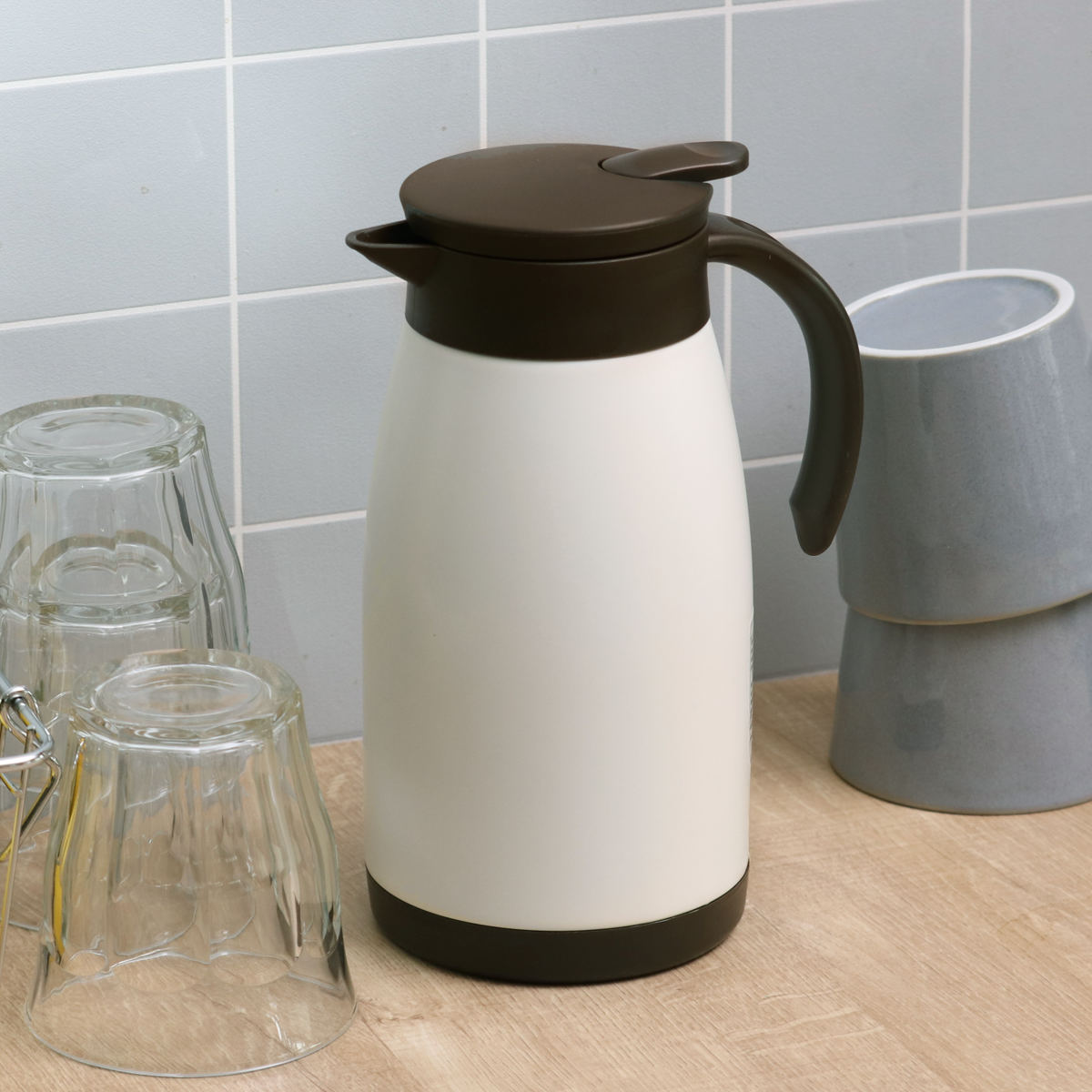 卓上ポット 1L 保温 保冷 エコット テーブルポット ステンレス製 ( ステンレスポット 保温ポット 保冷ポット 真空二重構造 ステンレス お湯割り 魔法瓶 )