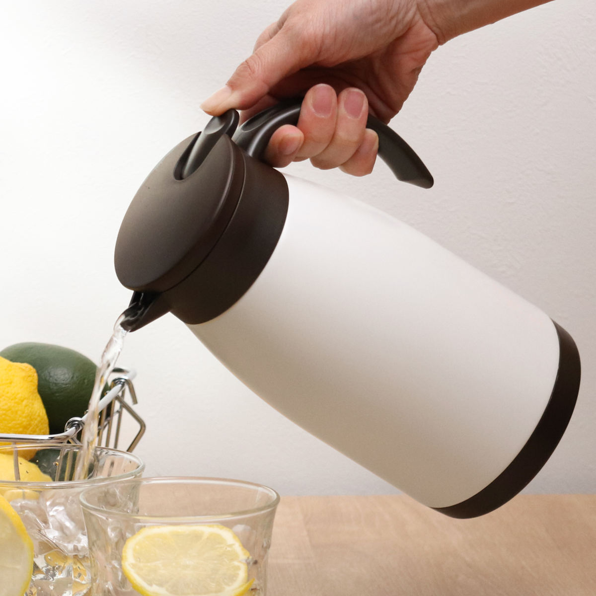 卓上ポット 1L 保温 保冷 エコット テーブルポット ステンレス製 ( ステンレスポット 保温ポット 保冷ポット 真空二重構造 ステンレス お湯割り 魔法瓶 )