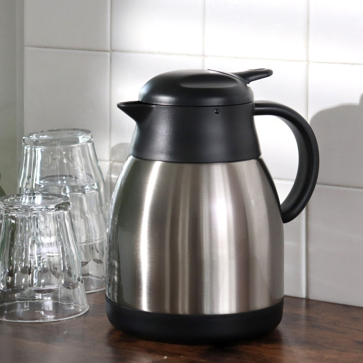 卓上ポット 1.2L 保温 保冷 イーシス テーブルポット ステンレス製 ( ステンレスポット 保温ポット 保冷ポット 押すだけ 真空二重構造 お湯割り 魔法瓶 )