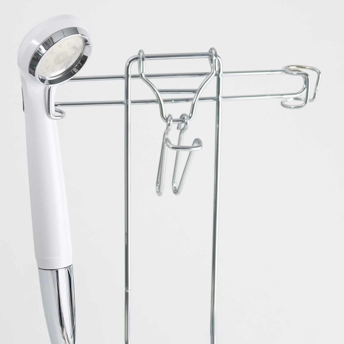 シャワーラック バスストレージ お風呂 ラック バスラック 収納 ( シャンプーラック 吊り下げ シャワーフック ボトルスタンド ボトル シャンプー コンディショナー ボディーソープ チューブ 棚 タオル フック 小物 整理 省スペース )