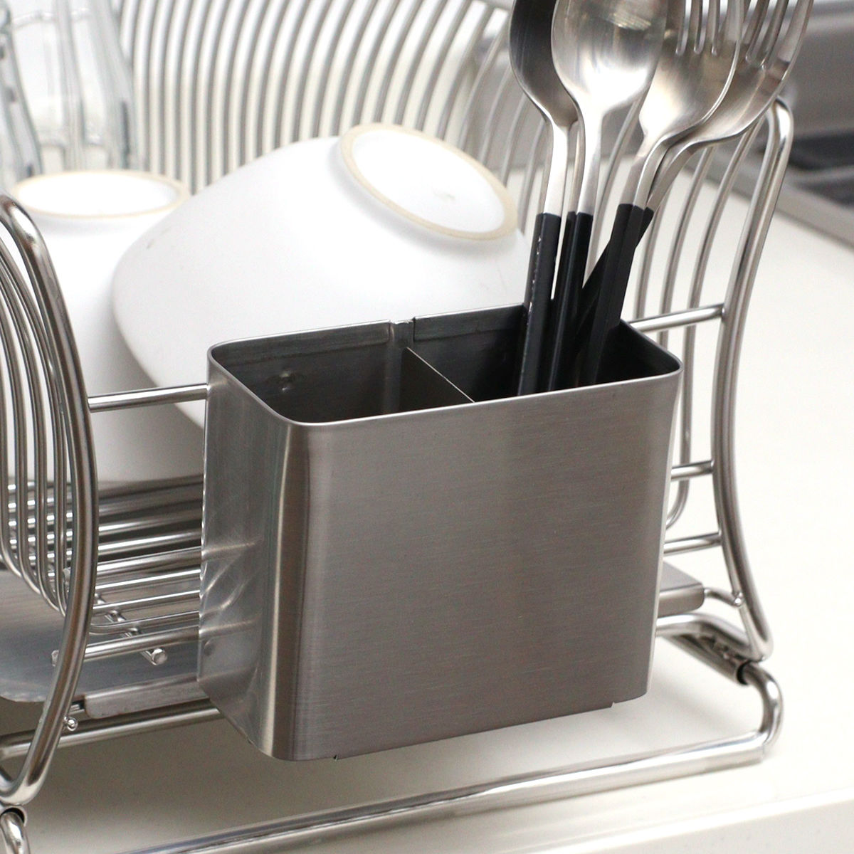 カトラリーポケット 18-8 ステンレス製 カトラリーポケット サスティナ ( カトラリー立て ツールポケット 仕切り付き オールステンレス カトラリー キッチンツール 箸立て 水切り 洗い物 食器洗い 乾燥 おすすめ )
