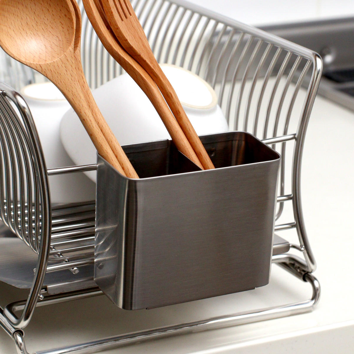 カトラリーポケット 18-8 ステンレス製 カトラリーポケット サスティナ ( カトラリー立て ツールポケット 仕切り付き オールステンレス カトラリー キッチンツール 箸立て 水切り 洗い物 食器洗い 乾燥 おすすめ )