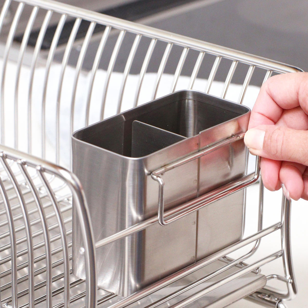 カトラリーポケット 18-8 ステンレス製 カトラリーポケット サスティナ ( カトラリー立て ツールポケット 仕切り付き オールステンレス カトラリー キッチンツール 箸立て 水切り 洗い物 食器洗い 乾燥 おすすめ )