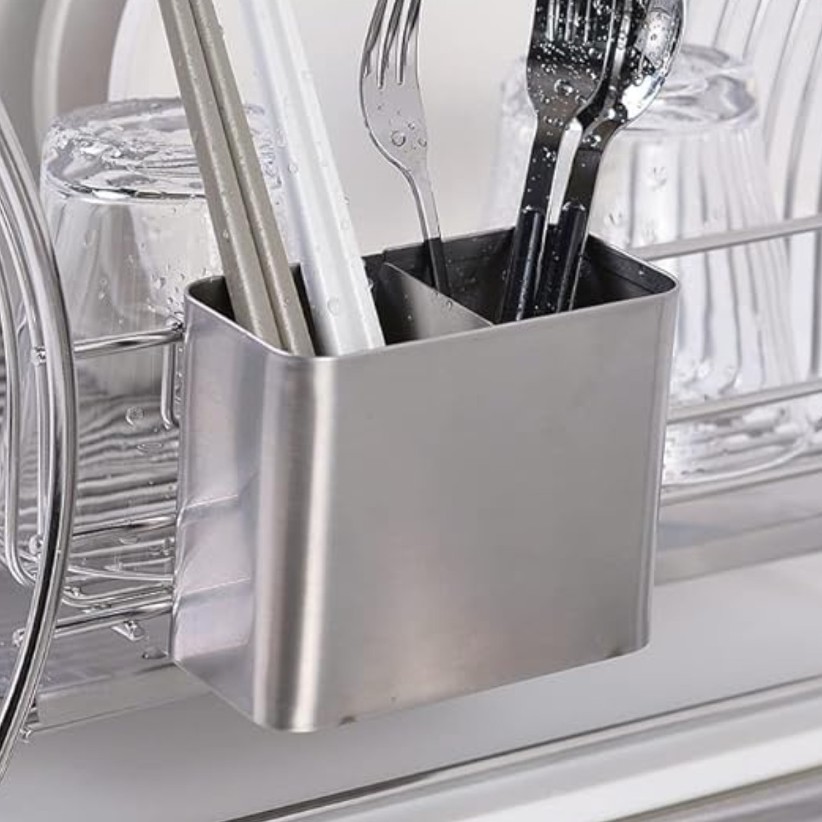 カトラリーポケット 18-8 ステンレス製 カトラリーポケット サスティナ ( カトラリー立て ツールポケット 仕切り付き オールステンレス カトラリー キッチンツール 箸立て 水切り 洗い物 食器洗い 乾燥 おすすめ )
