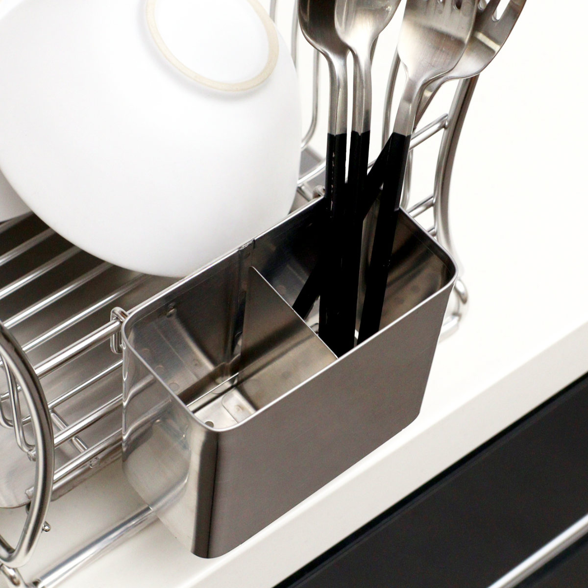 カトラリーポケット 18-8 ステンレス製 カトラリーポケット サスティナ ( カトラリー立て ツールポケット 仕切り付き オールステンレス カトラリー キッチンツール 箸立て 水切り 洗い物 食器洗い 乾燥 おすすめ )