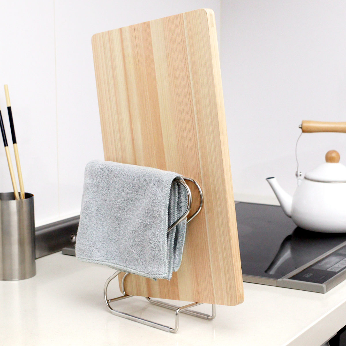 ふきんかけ 18-8 ステンレス製 まな板 ふきんスタンド まな板スタンド サスティナ ( 布巾掛け 布巾ハンガー まな板立て まな板置き オールステンレス まな板ホルダー フキン掛け ふきんハンガー 干す 乾燥 )