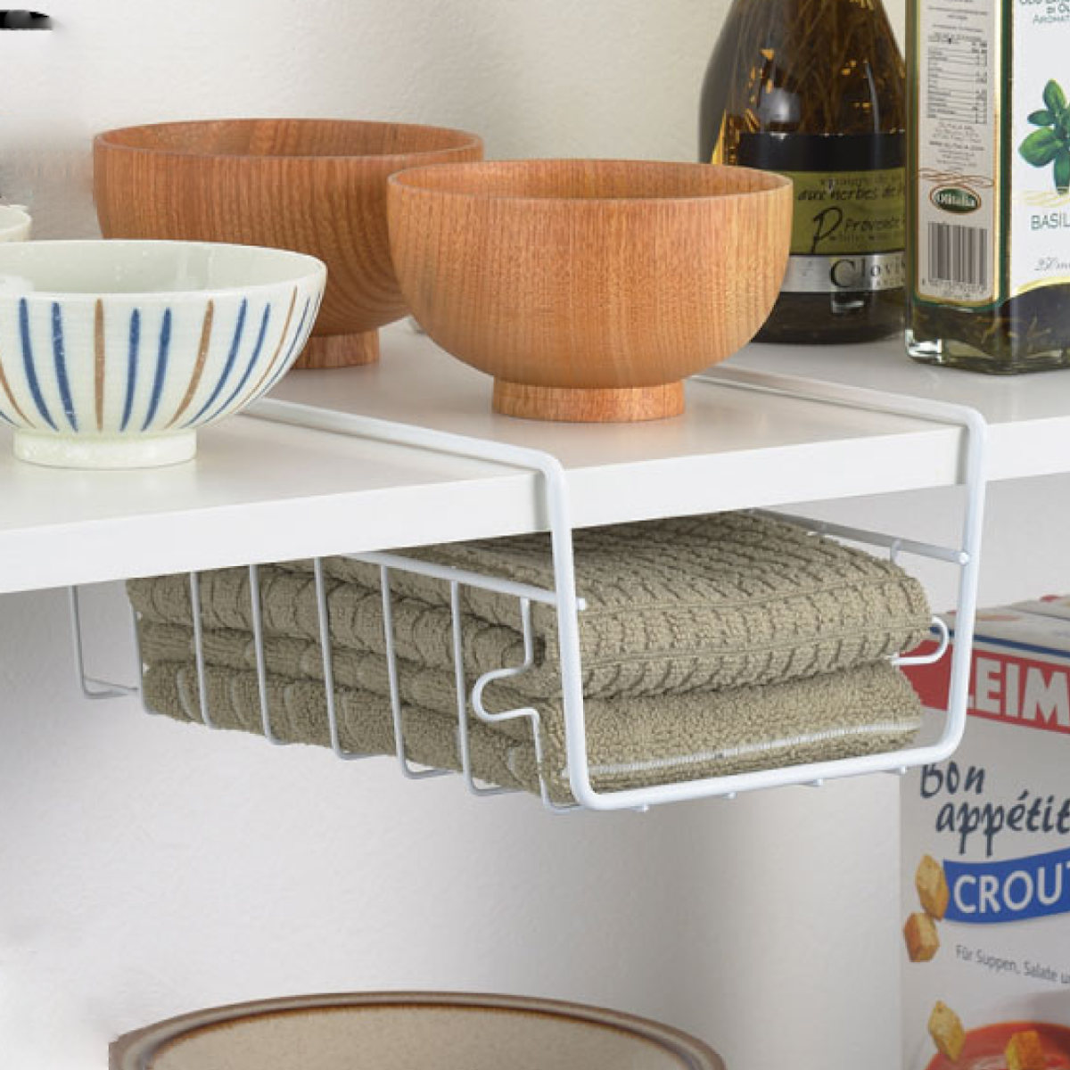 キッチンバスケット 吊戸棚用 スキット ハンガーバスケット スリム 浅型 ( 収納ラック 食器棚収納 吊戸棚 吊り戸棚 吊戸棚下収納 吊下げラック 吊り下げラック 吊り下げ収納 ボトル ラップ ホイル カップ 食器収納 食器棚 収納 )