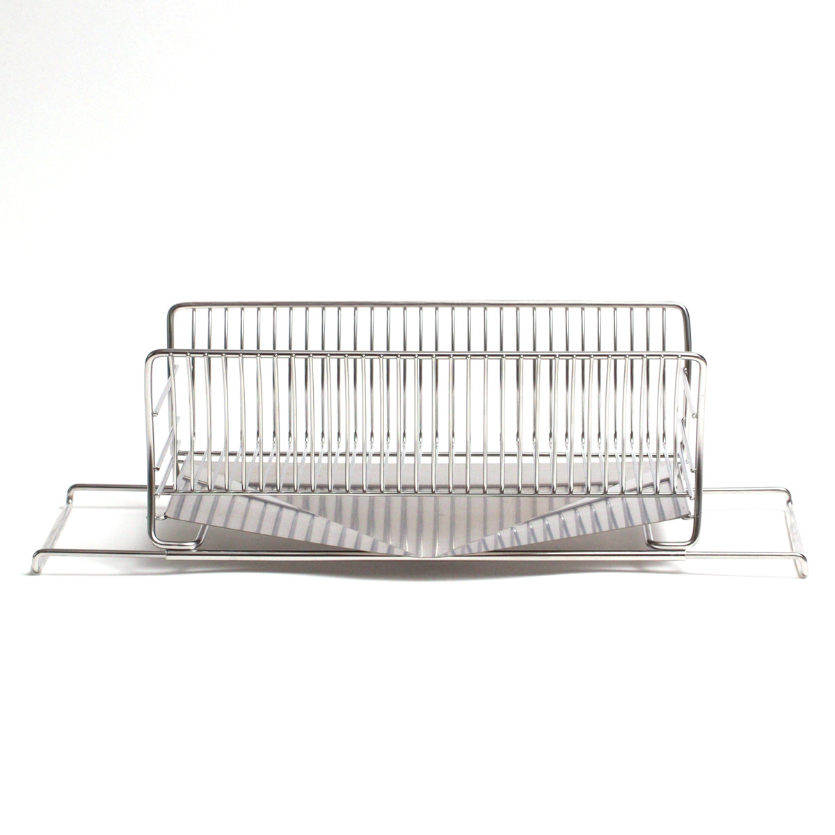 水切りかご 18-8 ステンレス製 水切りカゴ スリム サスティナ ( 水切りラック 水切りバスケット 水切り 流れる オールステンレス 伸縮 1段 ディッシュラック トレー シンク上 シンク渡し シンク横 洗い物 食器洗い 乾燥 )