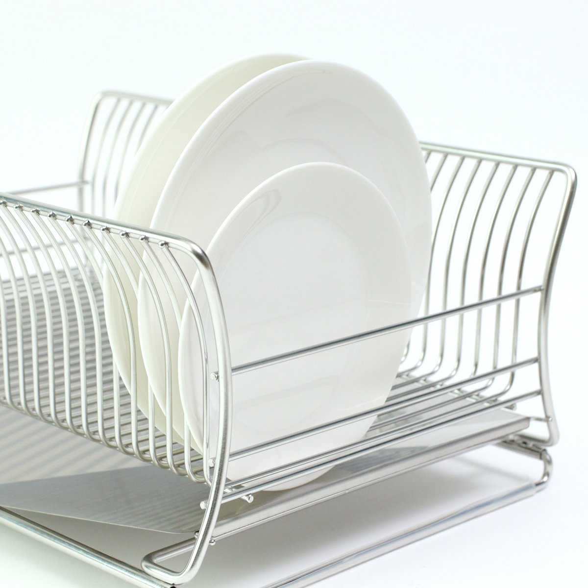 水切りかご 18-8 ステンレス製 水切りカゴ スリム サスティナ ( 水切りラック 水切りバスケット 水切り 流れる オールステンレス 伸縮 1段 ディッシュラック トレー シンク上 シンク渡し シンク横 洗い物 食器洗い 乾燥 )