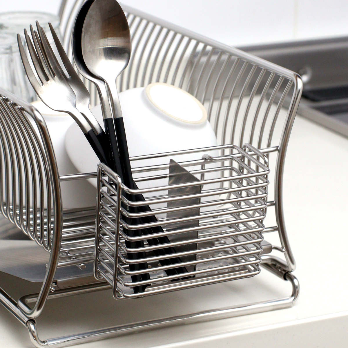 カトラリーポケット 18-8 ステンレス製 ワイヤーカトラリーポケット サスティナ ( カトラリー立て ツールポケット 仕切り付き オールステンレス カトラリー キッチンツール 箸立て 水切り 洗い物 食器洗い 乾燥 おすすめ )