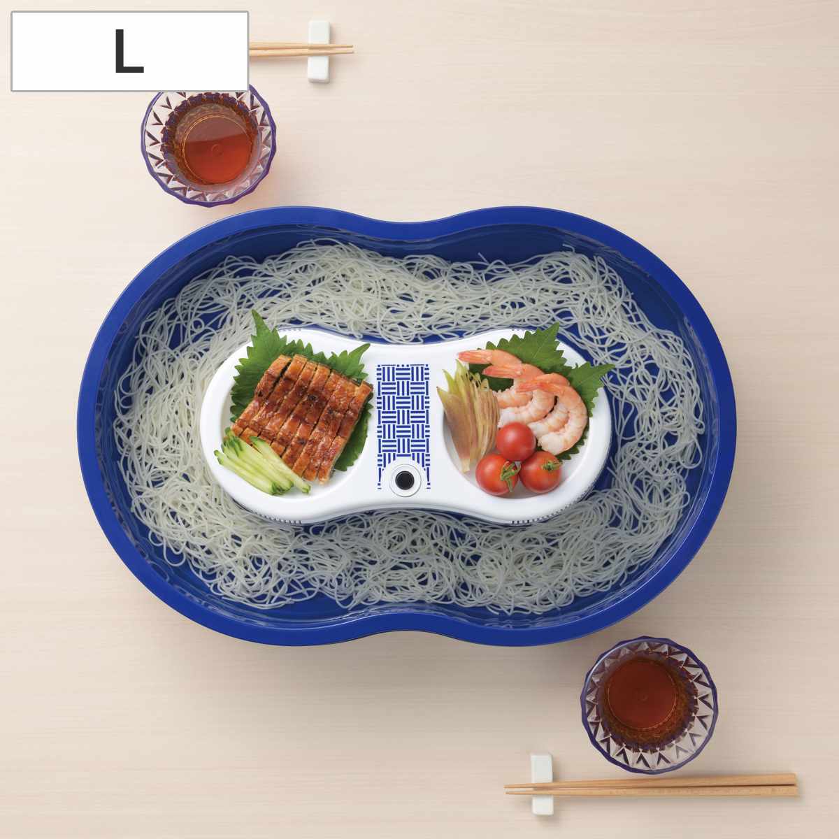 流しそうめん器 真珠乃涼 電池式 そうめん流し器 L ( そうめん器 そうめん機 流しそうめん機 そうめん 素麺 2?4人用 ソーメン 卓上 コードレス ホームパーティー 薬味置き )