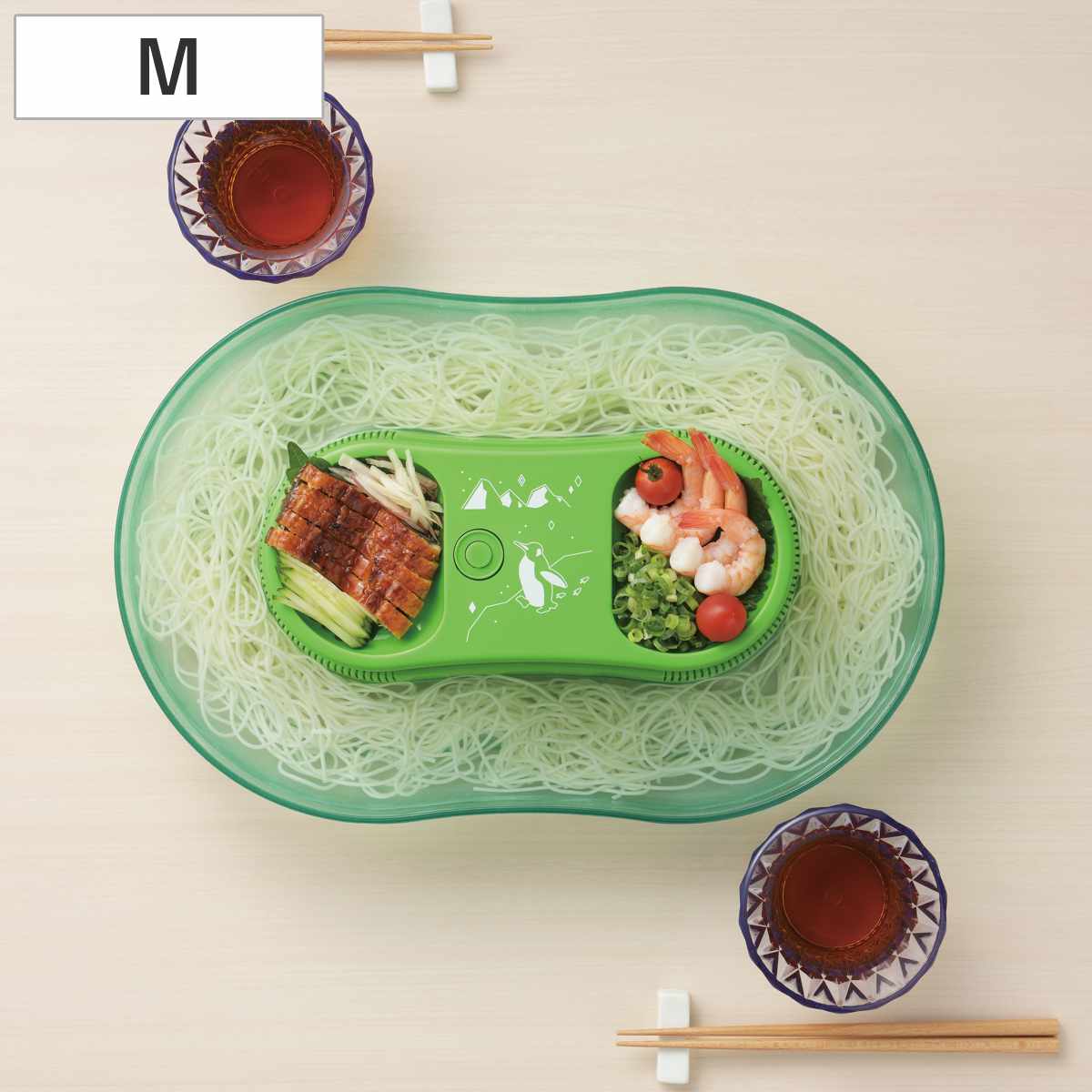 流しそうめん器 真珠乃涼 電池式そうめん流し器 M ( そうめん器 そうめん機 流しそうめん機 そうめん 素麺 2?3人用 ソーメン 卓上 コードレス ホームパーティー 薬味置き )