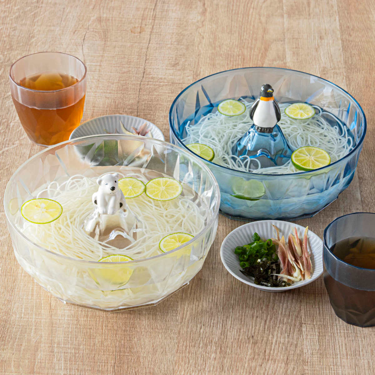 流氷 しろくま そうめん鉢 ( 鉢 そば そうめん うどん そば鉢 かわいい おしゃれ 20.5cm アニマル 動物 素麺鉢 ひやむぎ ボウル サラダボウル シロクマ ぺんぎん ) 【ペンギン】 ペンギン