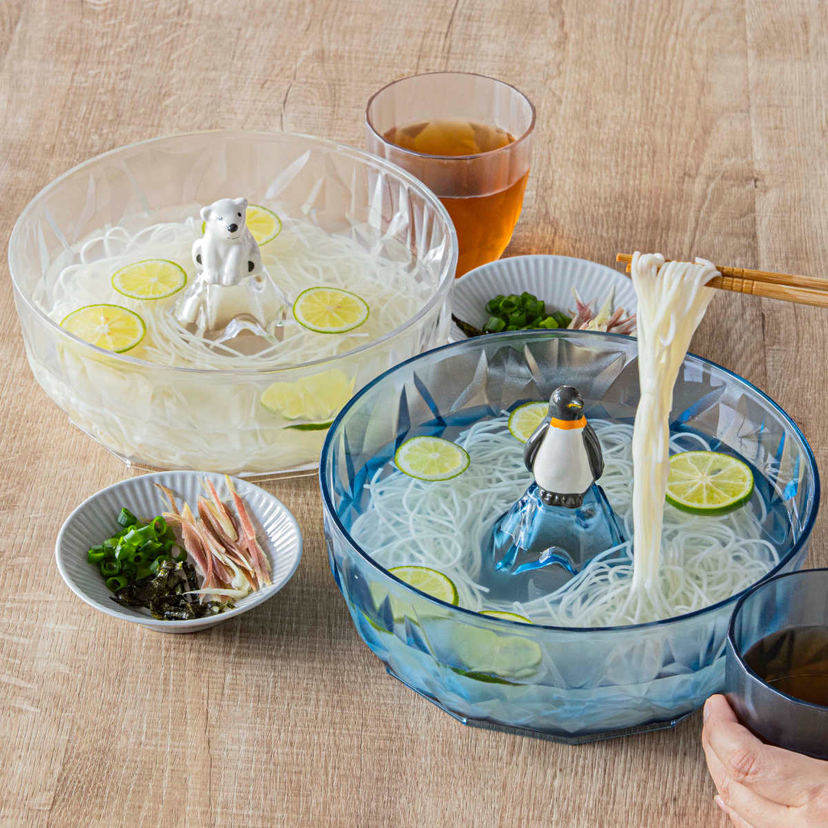 流氷 しろくま そうめん鉢 ( 鉢 そば そうめん うどん そば鉢 かわいい おしゃれ 20.5cm アニマル 動物 素麺鉢 ひやむぎ ボウル サラダボウル シロクマ ぺんぎん ) 【ペンギン】 ペンギン